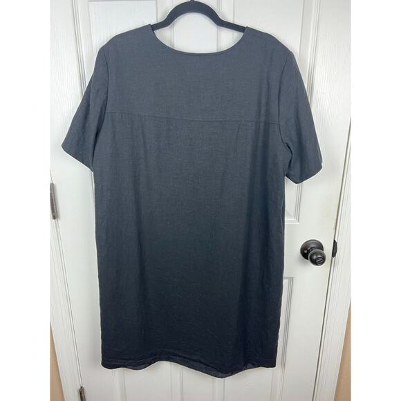 Positive Attitude Black Minimalist Linen Blend shift short sleeve Dress XL - Picture 8 of 8